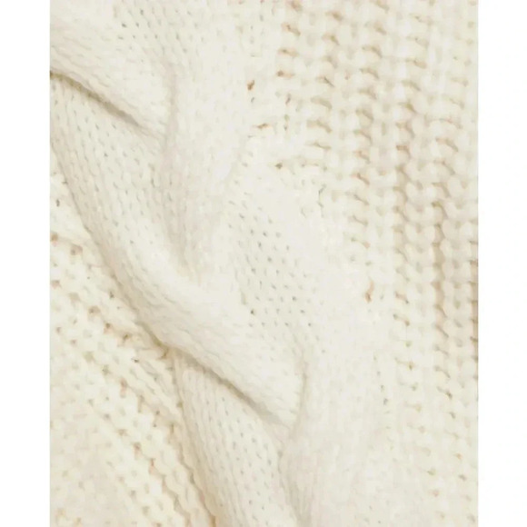 IRO PARIS NWT Yris Ecru Chunky Cable Knit Turtleneck Sweater Wool S - Picture 4 of 15